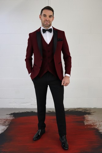 Men dark red three - red, piece